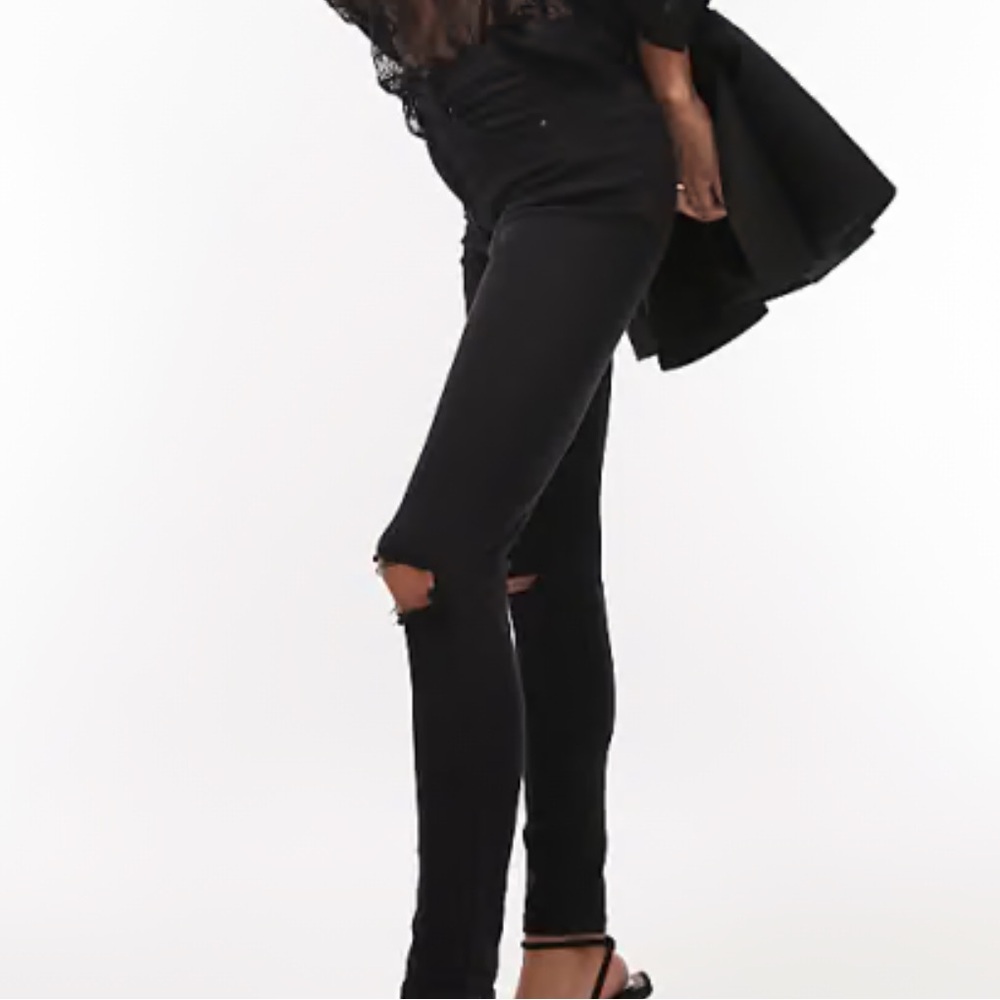 Topshop Black Distressed Jamie Skinny Jeans